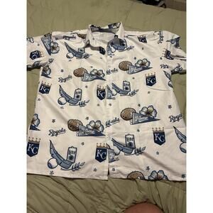 Kansas City Royals Men's XL Miller Lite White Hawaiian Shirt Stadium Giveaway